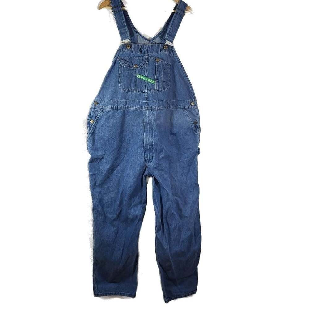 KEY Imperial Denim Bib Overalls, 100% Cotton, Size 48x30